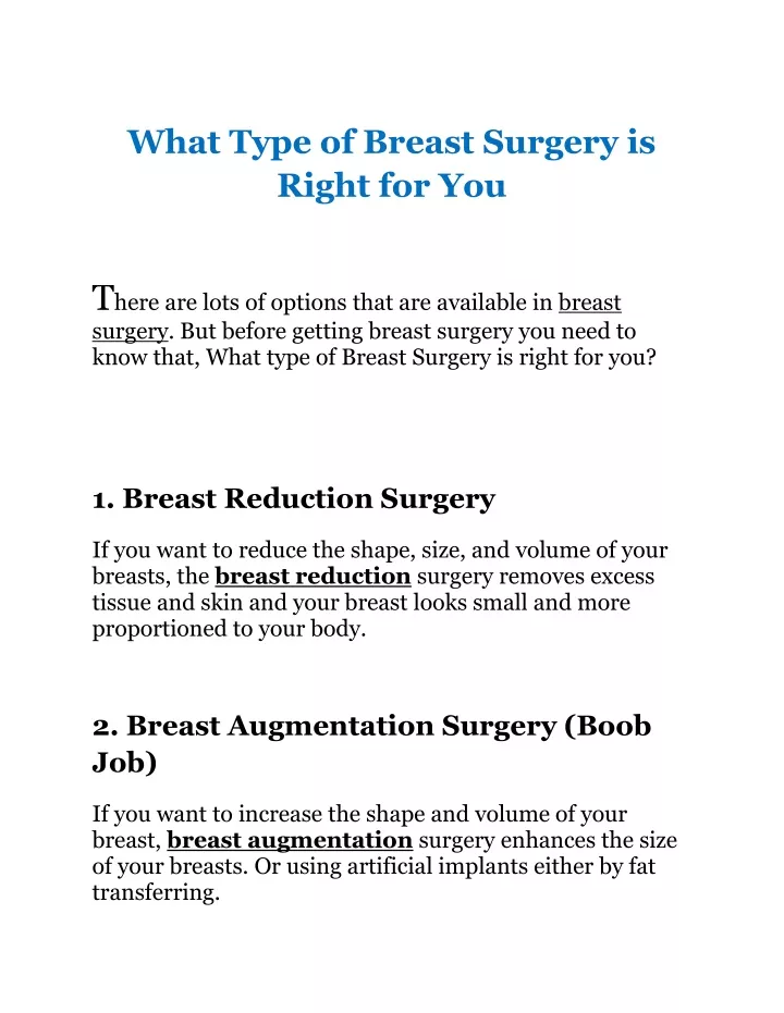 what type of breast surgery is right for you