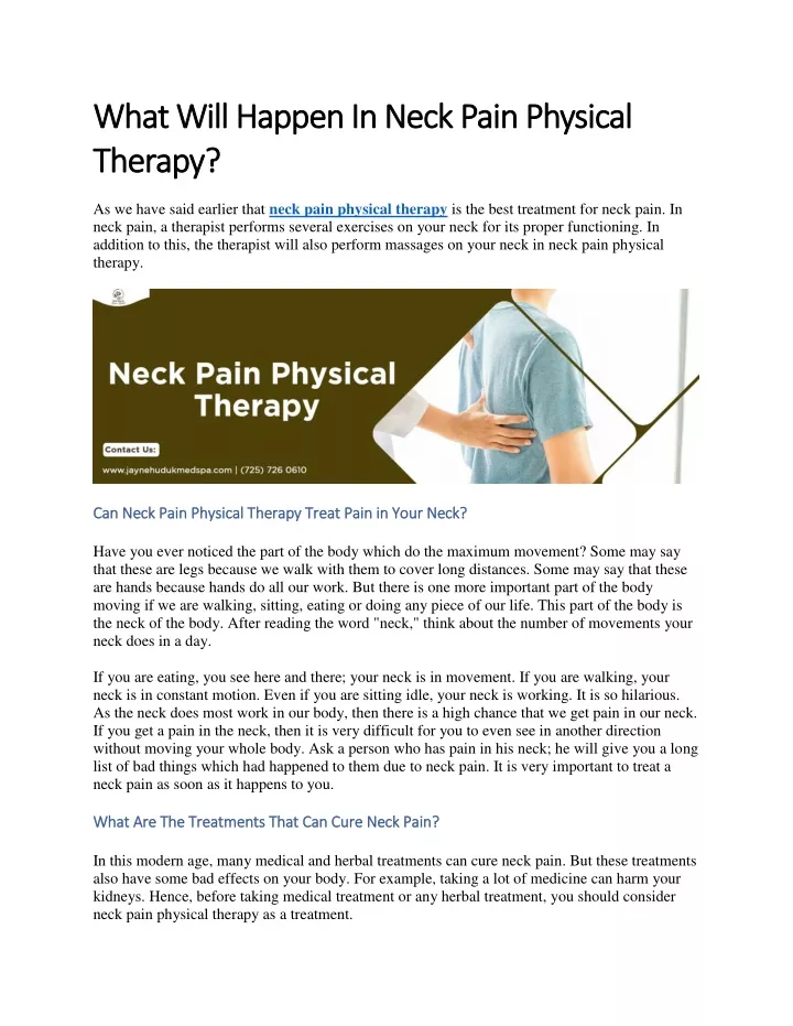 what will happen in neck pain physical what will