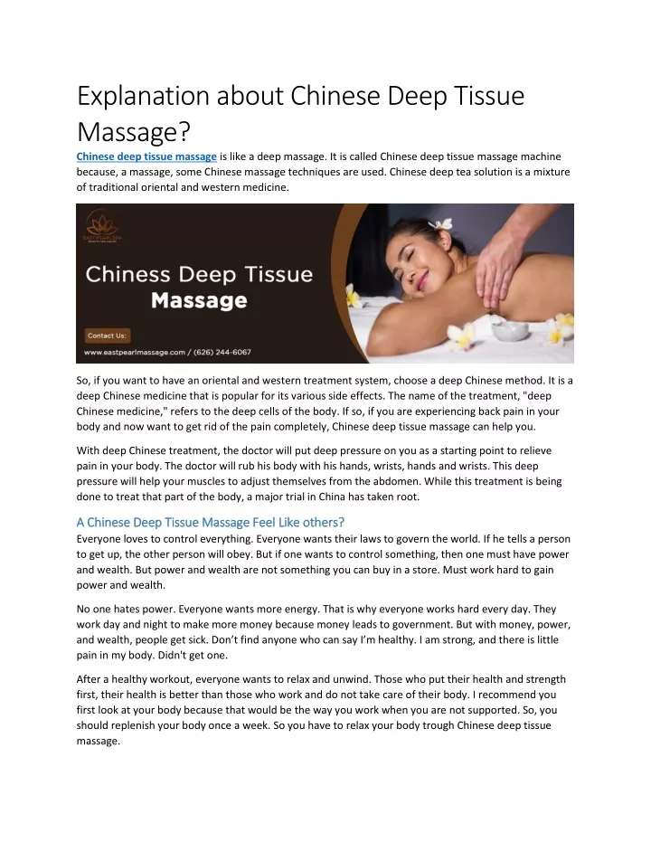 explanation about chinese deep tissue massage