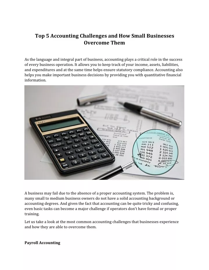 top 5 accounting challenges and how small