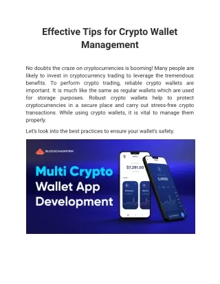 Effective Tips for Crypto Wallet Management