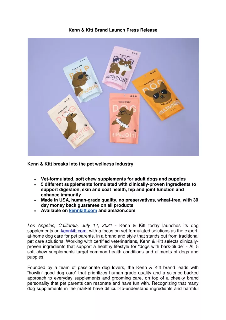 kenn kitt brand launch press release