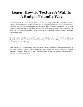 learn how to texture a wall in a budget friendly
