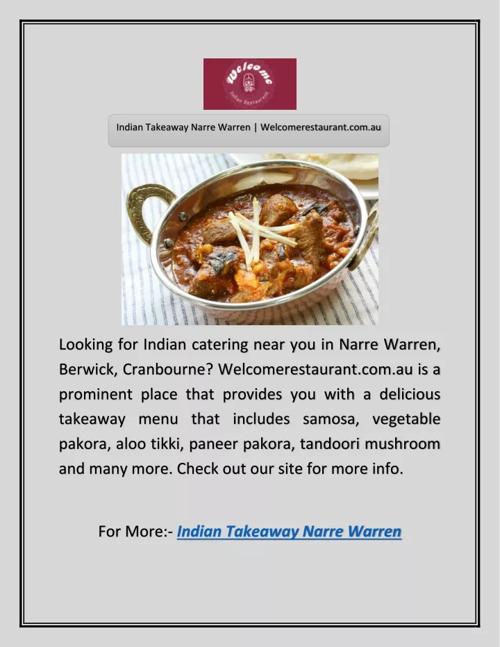 indian takeaway narre warren welcomerestaurant