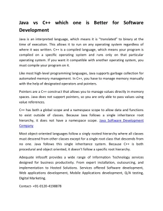 java vs c which one is better for software