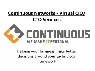 Continuous Networks - Virtual CIO - CTO Services