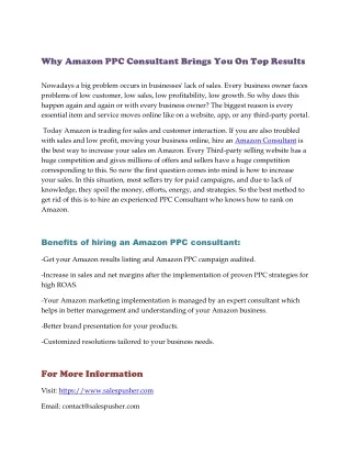 why amazon ppc consultant brings