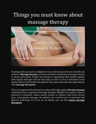 Things you must know about massage therapy