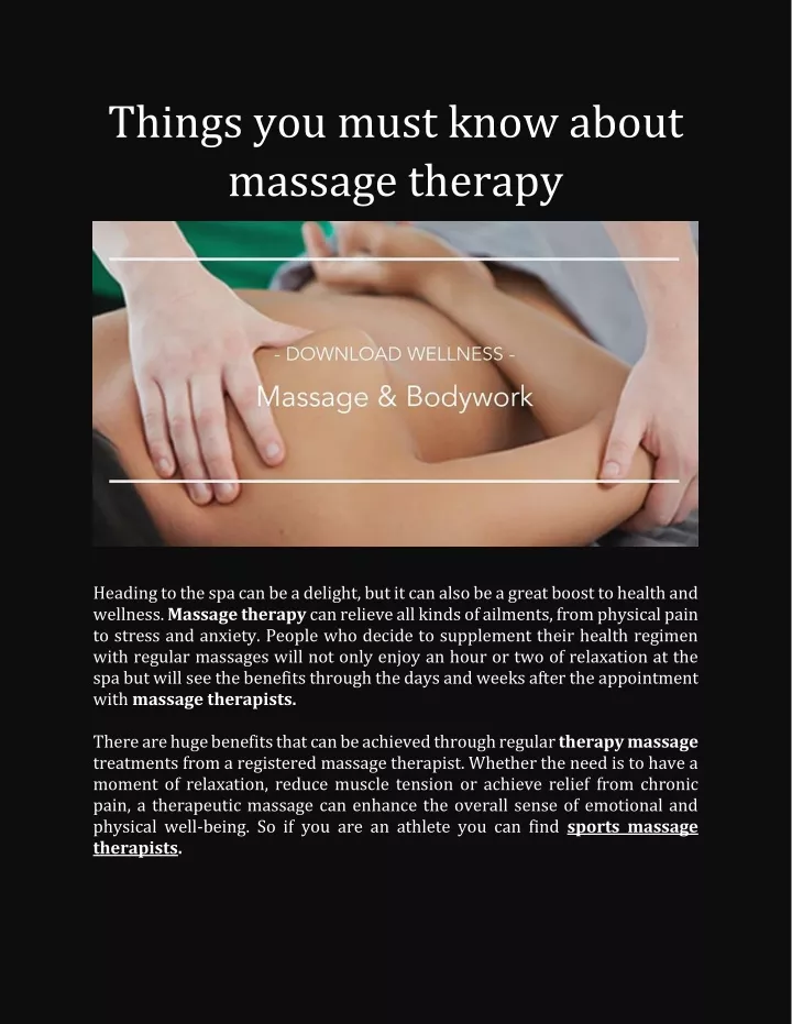 things you must know about massage therapy