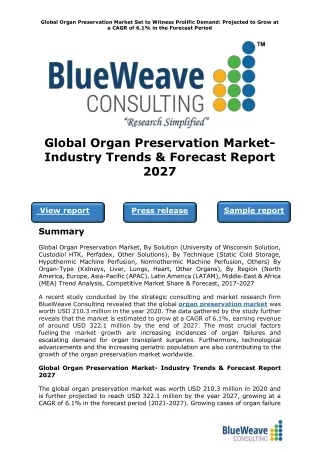 global organ preservation market set to witness