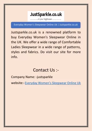 Everyday Women’s Sleepwear Online Uk | Justsparkle.co.uk