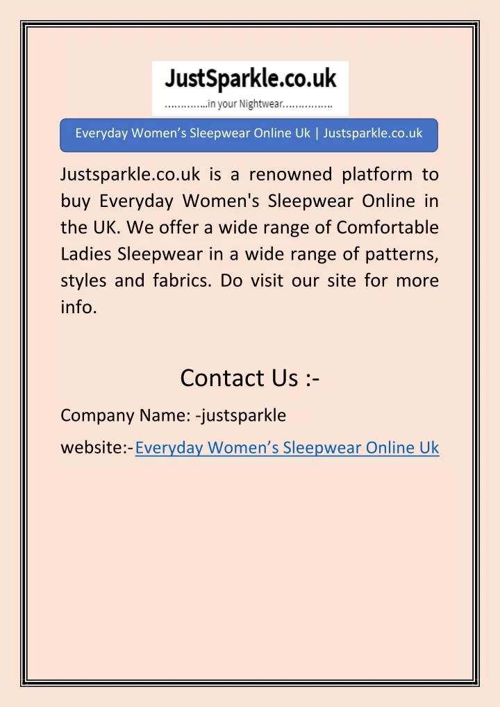 everyday women s sleepwear online uk justsparkle