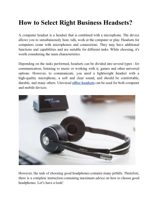 Select Right Business Headsets
