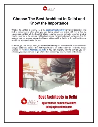 choose the best architect in delhi and know