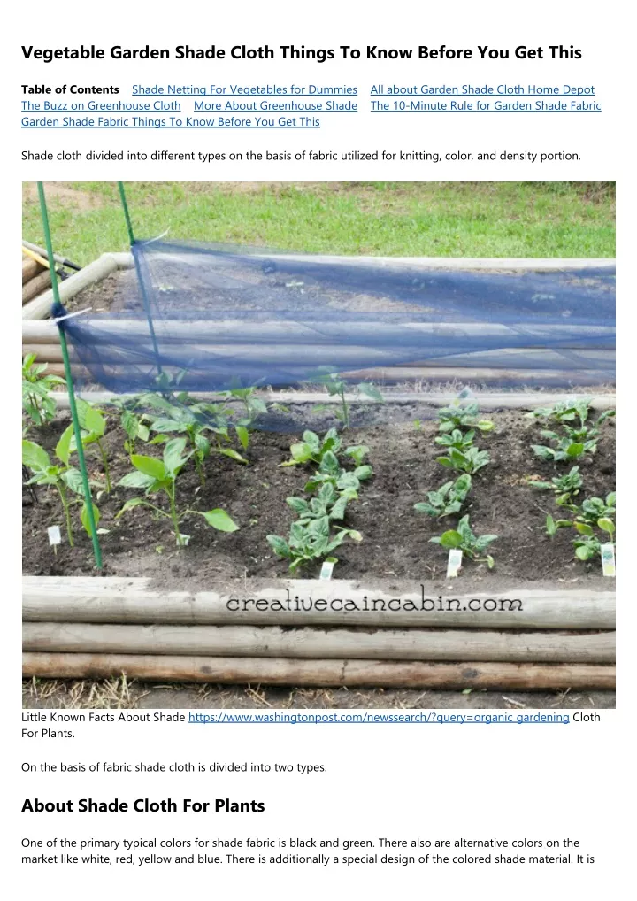 vegetable garden shade cloth things to know