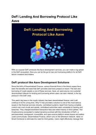 defi lending and borrowing protocol like aave