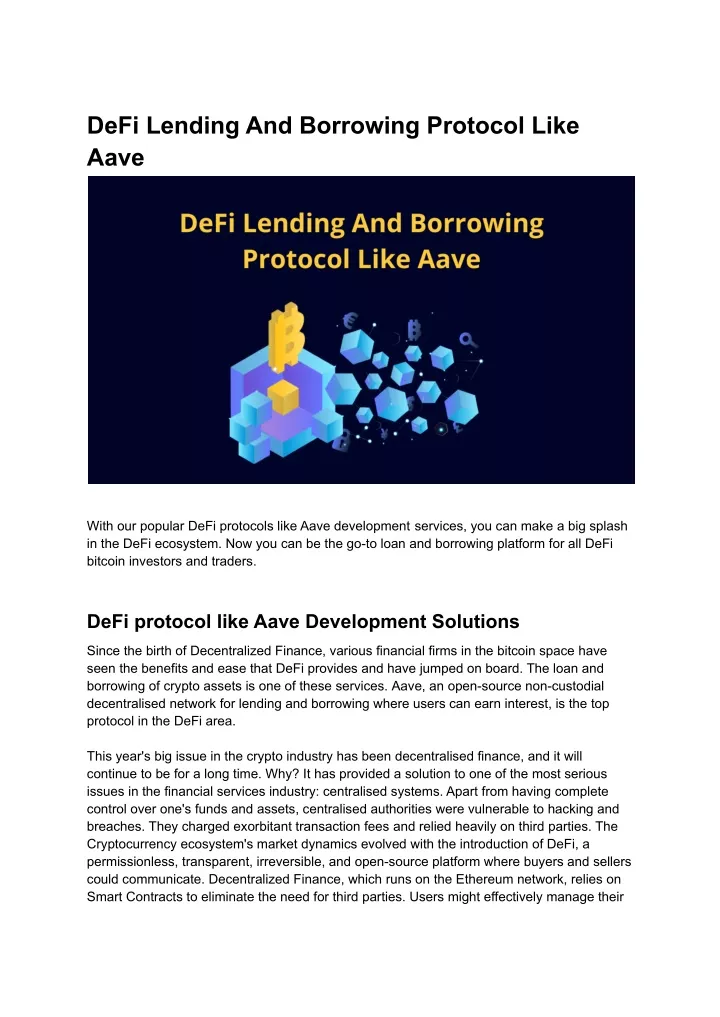 defi lending and borrowing protocol like aave