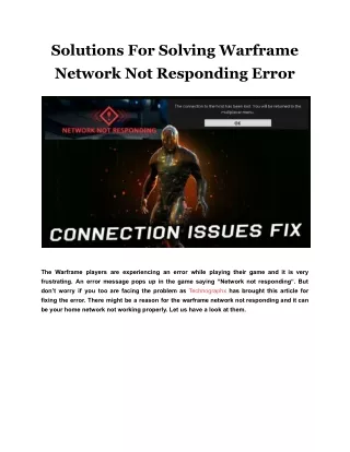 solutions for solving warframe network