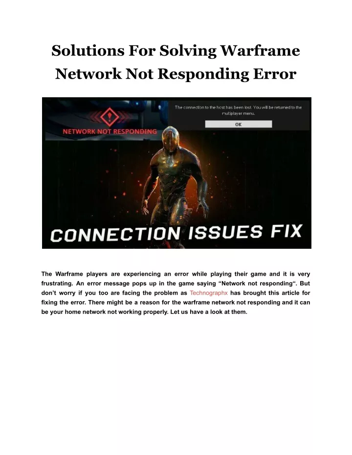 solutions for solving warframe network