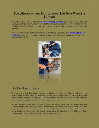 Plumbing Services California