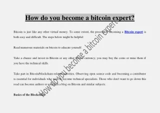 How do you become a bitcoin expert