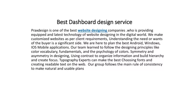 best dashboard design service