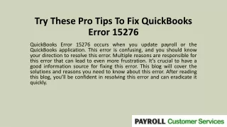 try these pro tips to fix quickbooks error 15276