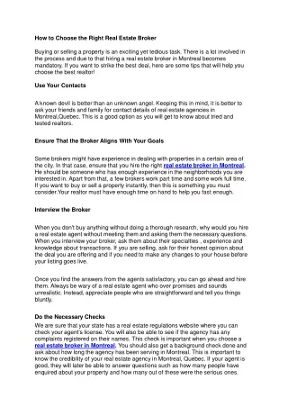 how to choose the right real estate broker buying