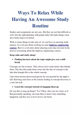 Ways To Relax While Having An Awesome Study Routine