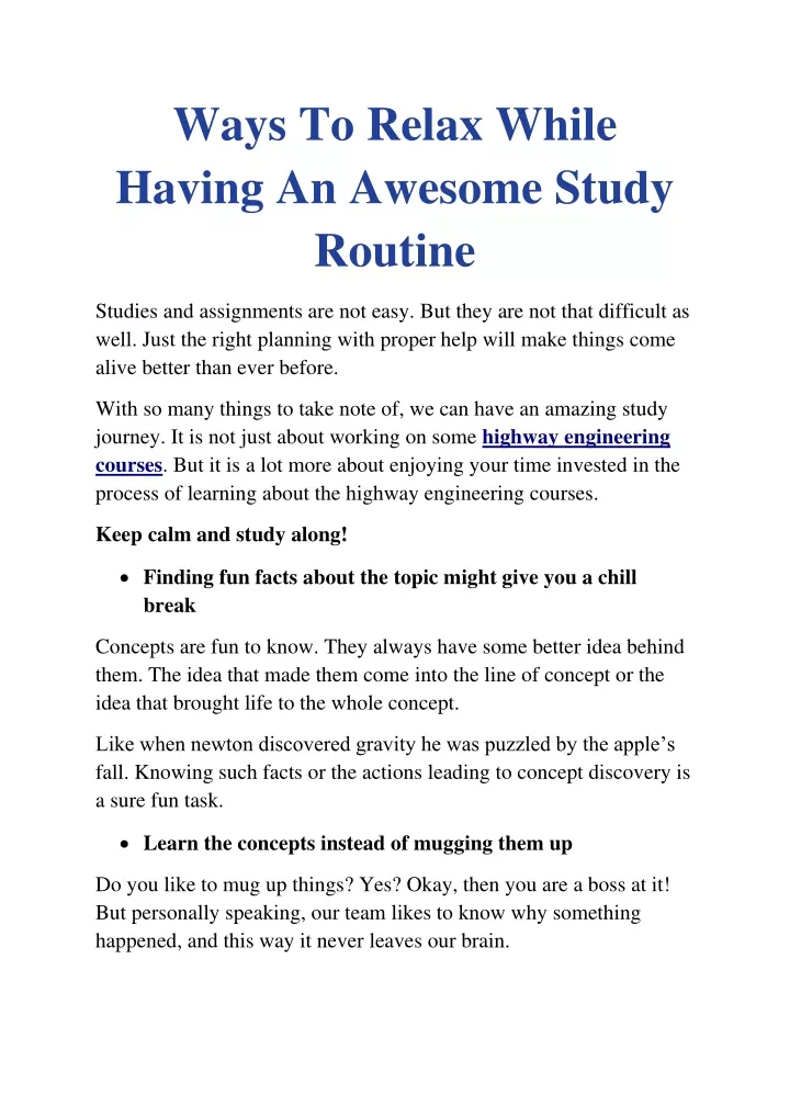 ways to relax while having an awesome study