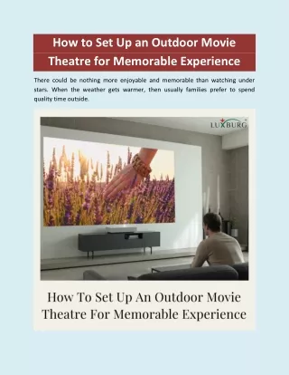 How to Set Up an Outdoor Movie Theatre for Memorable Experience