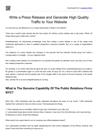 Write a Press Release and Generate High Quality Traffic to Your Website