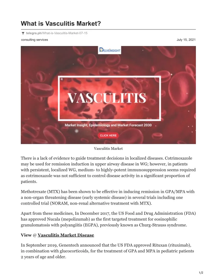 what is vasculitis market