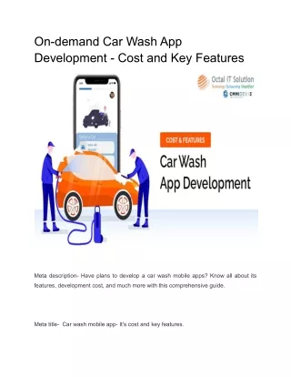 On-demand Car Wash App Development - Cost and Key Features