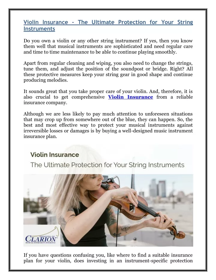 PPT Violin Insurance The Ultimate Protection for Your String 