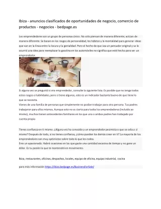 Ibiza - anuncios clasificados de oportunidades de negocio, comercio de productos - negocios - bedpage.es-converted-conve