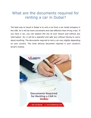 What are the documents required for renting a car in Dubai