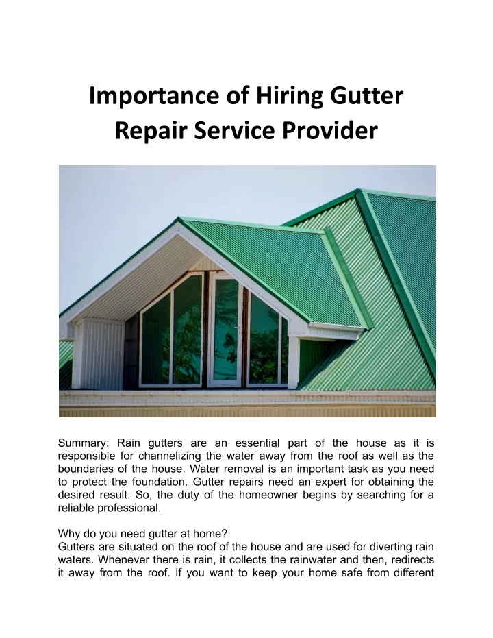 importance of hiring gutter repair service
