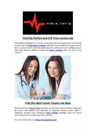 find the perfect and full time locums job