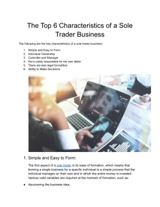 The Top 6 Characteristics of a Sole Trader Business