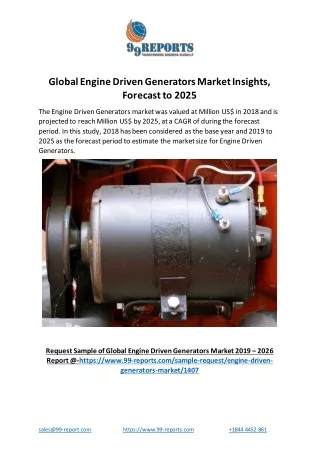 Global Engine Driven Generators Market Insights, Forecast to 2025