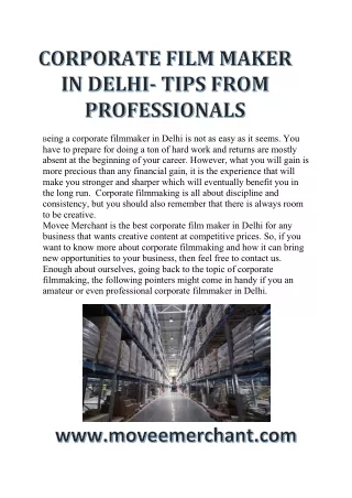 Corporate film maker in Delhi