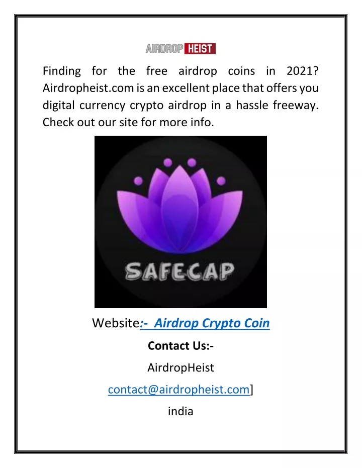 finding for the free airdrop coins in 2021