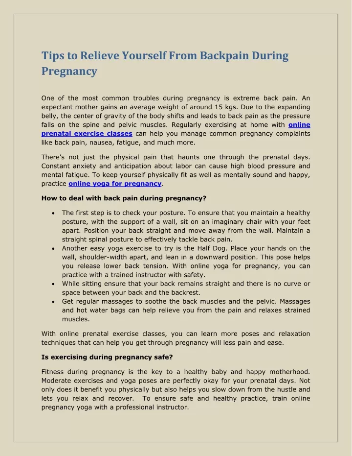 tips to relieve yourself from backpain during