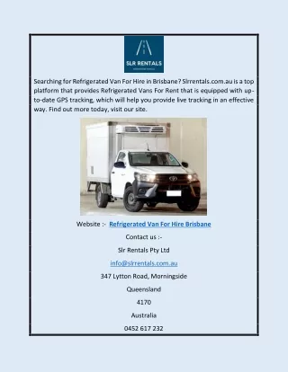 Refrigerated Van for Hire Brisbane | Slrrentals.com.au