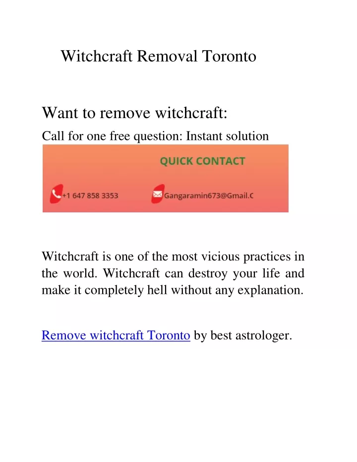 witchcraft removal toronto