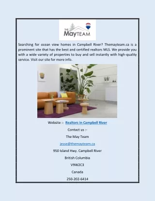 Realtors in Campbell River | Themayteam.ca