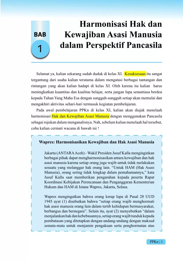 harmonisasi hak dan kewajiban asasi manusia dalam