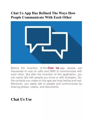 chat us app has refined the ways how people