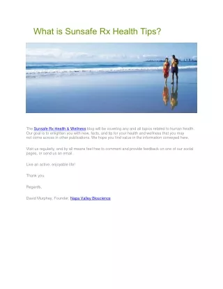 what is sunsafe rx health tips